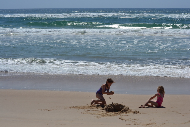 Digging hole in sand